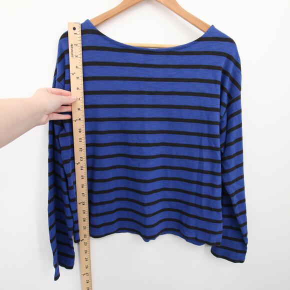 Levis Shirt Top Blouse Blue Black Stripes Striped Long Sleeve Boat Neck Size M - Picture 4 of 11